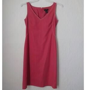 Ann Taylor Pink Sheath Dress Women 2 VNeck Sleeveless Cotton Career Church